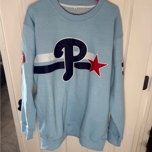 Light Blue Crewneck Sweater with Star Accent
